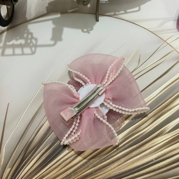 Premium Korean Flower-Shaped Organza Pastel Color Hair Clips - Image 8