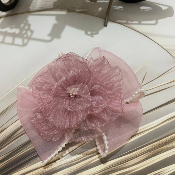 Premium Korean Flower-Shaped Organza Pastel Color Hair Clips - Image 10