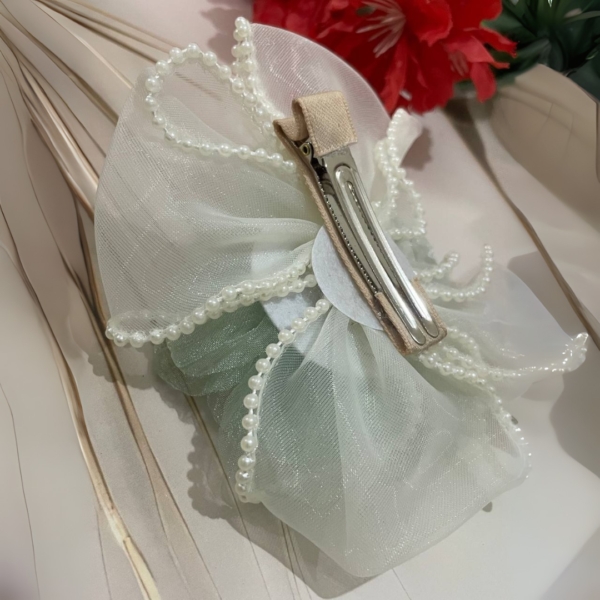 Premium Korean Flower-Shaped Organza Pastel Color Hair Clips - Image 13