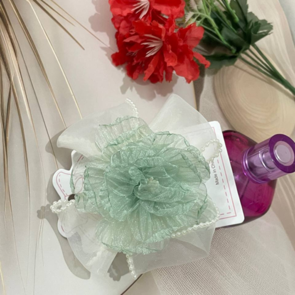 Premium Korean Flower-Shaped Organza Pastel Color Hair Clips (25)