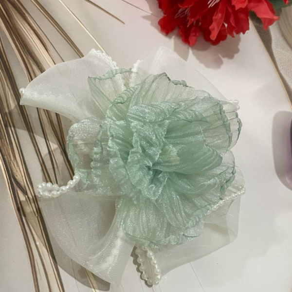 Premium Korean Flower-Shaped Organza Pastel Color Hair Clips - Image 11
