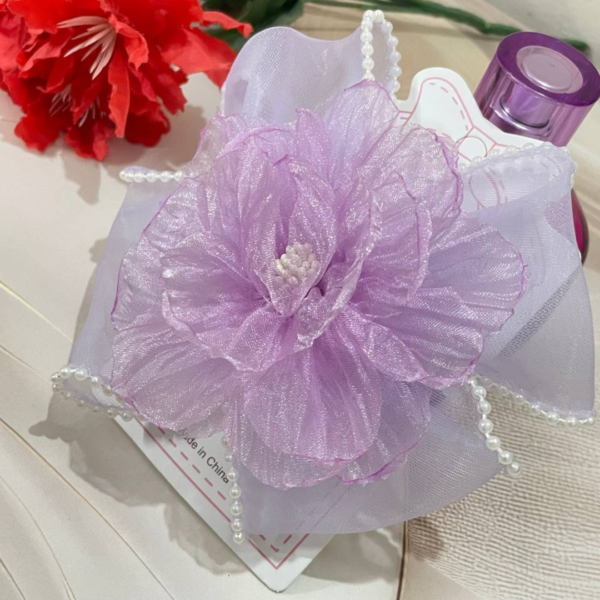Premium Korean Flower-Shaped Organza Pastel Color Hair Clips (27)