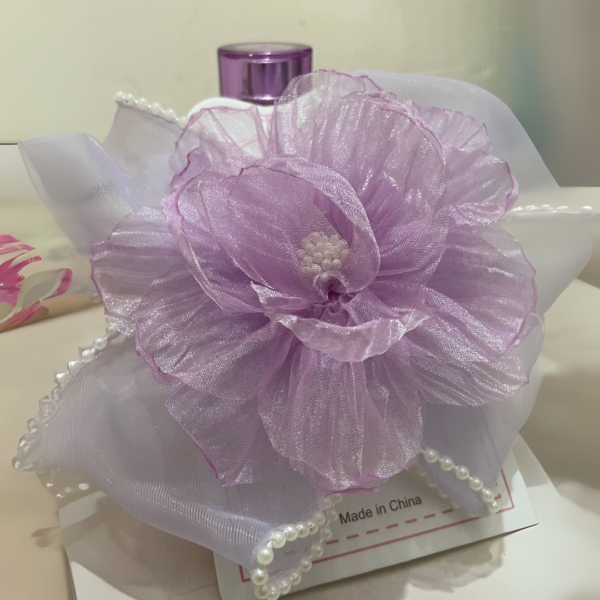 Premium Korean Flower-Shaped Organza Pastel Color Hair Clips - Image 20