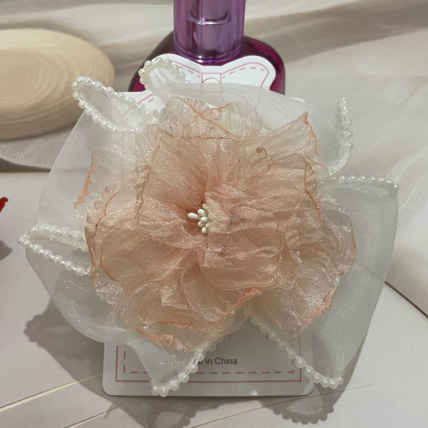 Premium Korean Flower-Shaped Organza Pastel Color Hair Clips - Image 27
