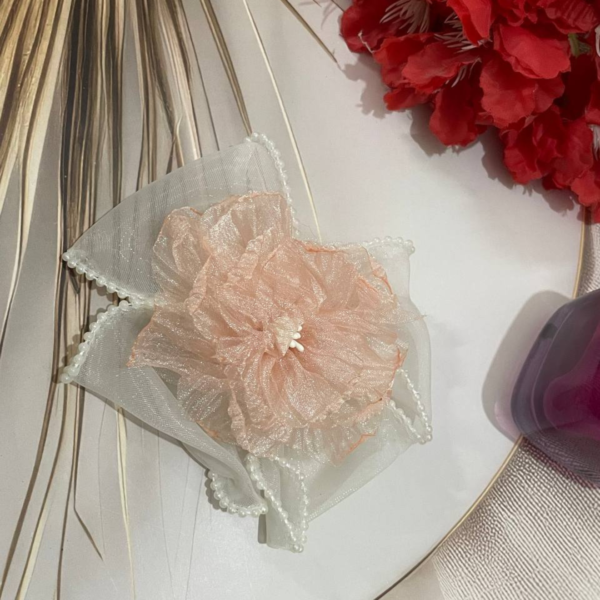 Premium Korean Flower-Shaped Organza Pastel Color Hair Clips - Image 28