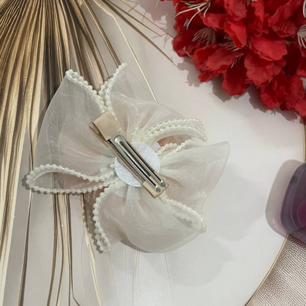Premium Korean Flower-Shaped Organza Pastel Color Hair Clips - Image 31
