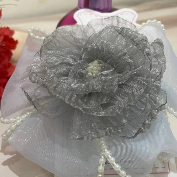 Premium Korean Flower-Shaped Organza Pastel Color Hair Clips - Image 15