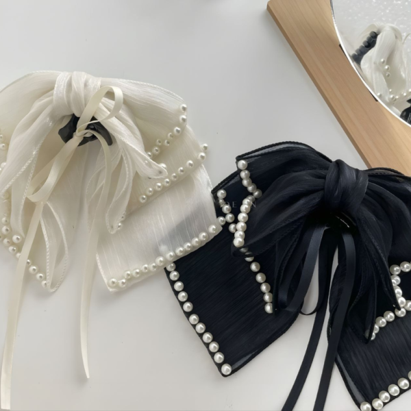 Premium Korean Hair Bow Claw Clip Hair Accessories for Women and Girls (Black 2) - Image 3