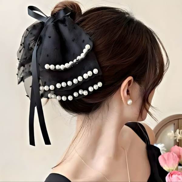 Premium Korean Hair Bow Claw Clip Hair Accessories for Women and Girls (Black) - Image 4