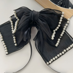 Premium Korean Hair Bow Claw Clip Hair Accessories for Women and Girls (Black)