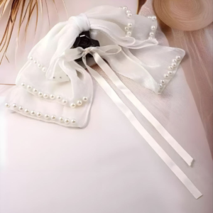 Premium Korean Hair Bow Claw Clip Hair Accessories for Women and Girls (White) (1)