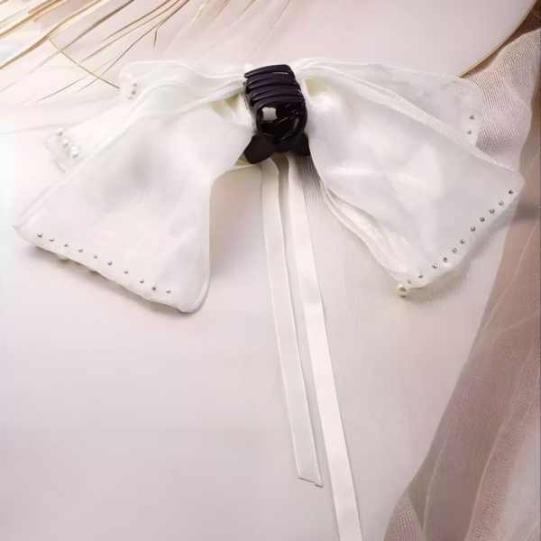 Premium Korean Hair Bow Claw Clip Hair Accessories for Women and Girls (White 2) - Image 2