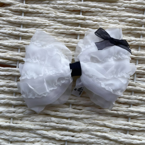 Premium Korean Hair Bow Clip Hair Accessories for Women and Girls (Off White & Black) - Image 5