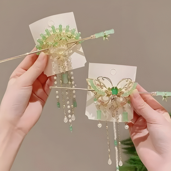 Chinese Style Hanfu Alloy Exquisite Pearl Tassel Hair Stick – Classical Chinese Hair Accessories - Image 2