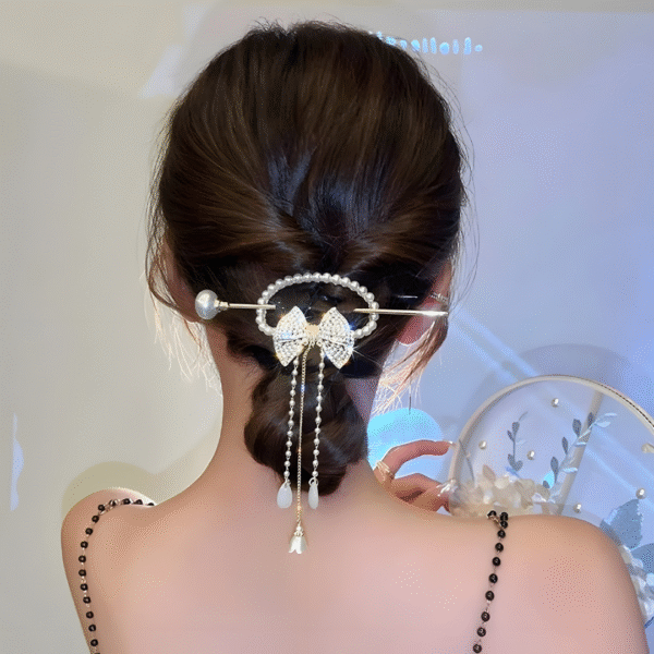 Chinese Style Hanfu Alloy Exquisite Pearl Tassel Hair Stick – Classical Chinese Hair Accessories - Image 5