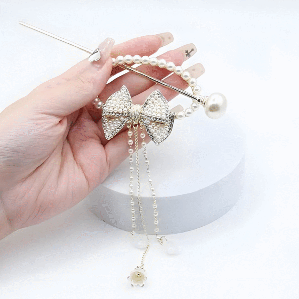 Chinese Style Hanfu Alloy Exquisite Pearl Tassel Hair Stick – Classical Chinese Hair Accessories - Image 3