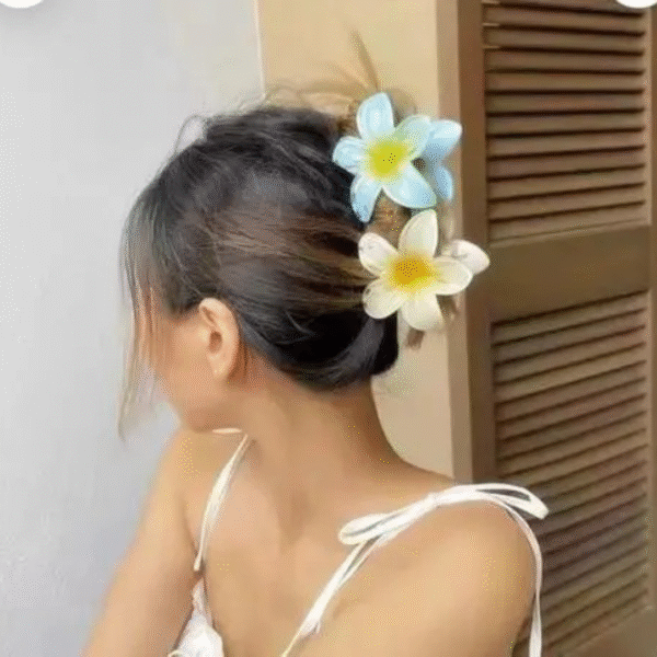 Colorful Flower Hair Claw Clips for Girls – Stylish & Trendy Hair Accessories (Random Color Big Size 2 Pcs) - Image 4