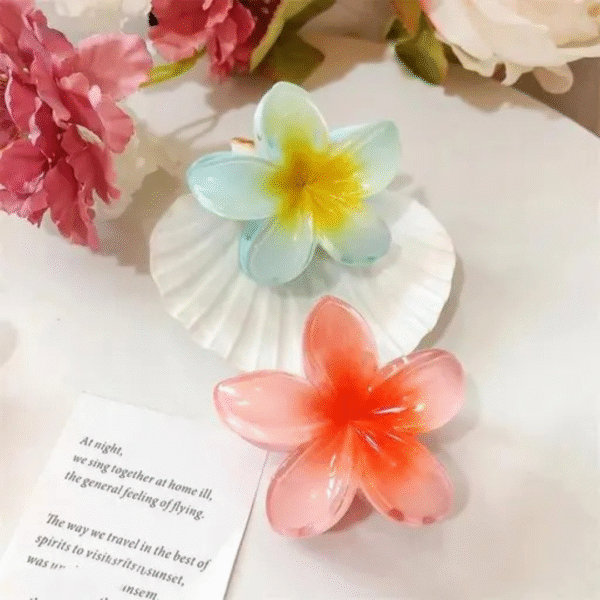 Colorful Flower Hair Claw Clips for Girls – Stylish & Trendy Hair Accessories (Random Color Big Size 2 Pcs) - Image 3