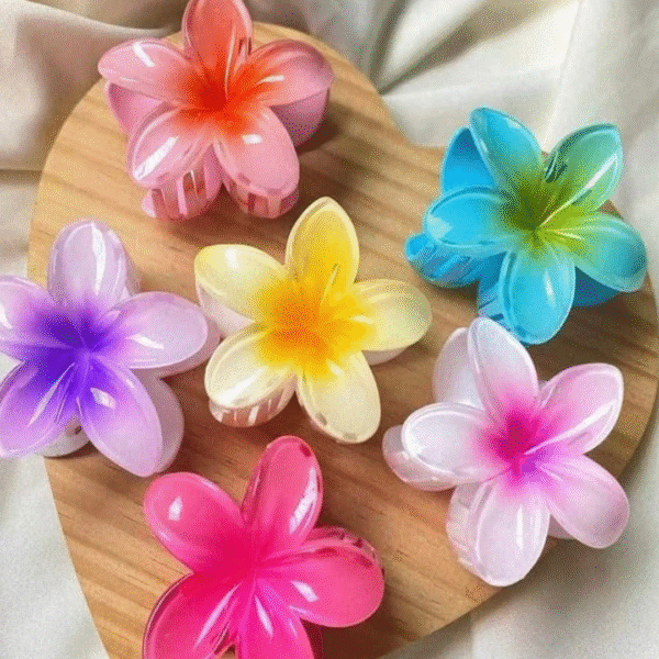 Colorful Flower Hair Claw Clips for Girls – Stylish & Trendy Hair Accessories (Random Color Big Size 2 Pcs) - Image 2