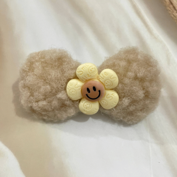 Cute Bunny Korean Hair Clips for Girls- Cute & Fluffy Hair Accessories for Kids (Brown) - Image 3