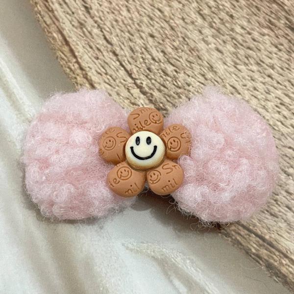 Cute Bunny Korean Hair Clips for Girls- Cute & Fluffy Hair Accessories for Kids (Pink) - Image 3