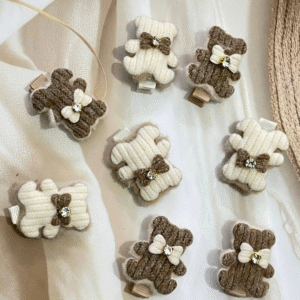 Cute Teddy Korean Hair Clips for Girls – Soft Plush Hair Accessories for Kids (1)