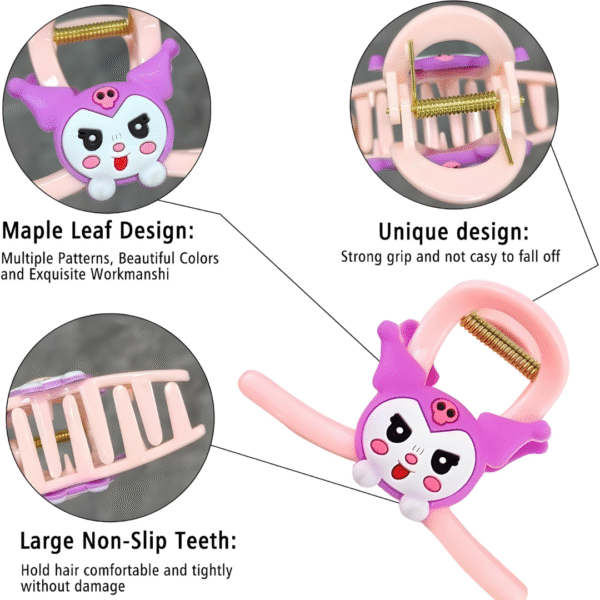 Cute Trendy Cartoon Hair Claw Clips for Women and Girls – Set of 2 (Random Colors) - Image 5