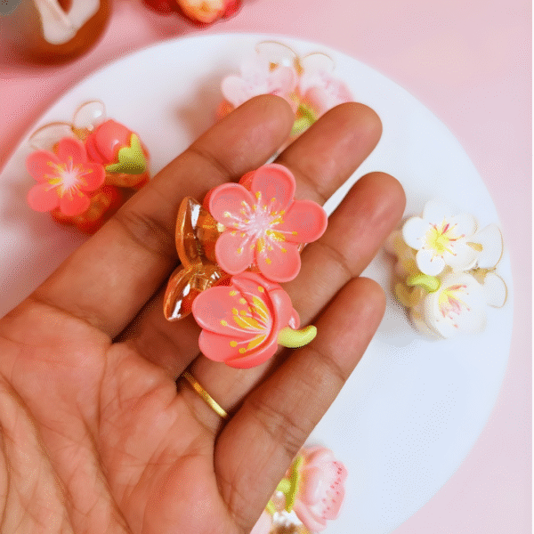 Cute Trendy Tulip Pastel Colorful Flower Hair Claw Clips for Women and Girls- Set of 4 (Random Colors) - Image 3