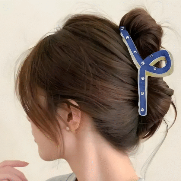 Denim Big Size Trendy Hair Claw Clips for Women and Girls – Set of 2 - Image 2