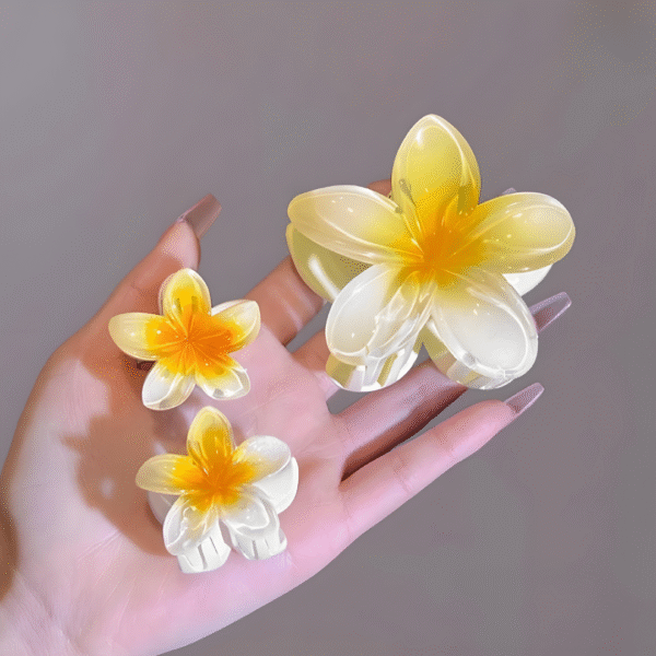 Flower Hair Claw Clips for Girls – Stylish & Trendy Hair Accessories Set of 3 (1Big 2 Small) - Image 3