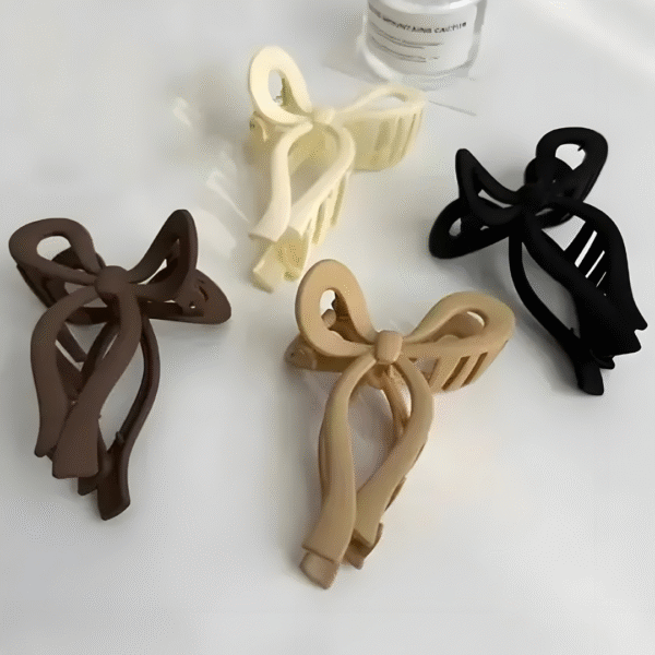 Matte Bow Tie Trendy Hair Claw Clips for Women and Girls – Set of 2 (Random Colors) - Image 4