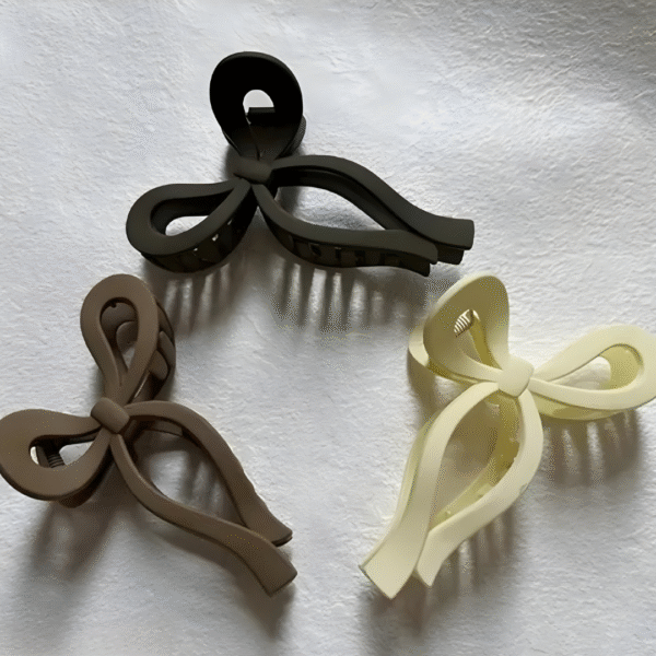 Matte Bow Tie Trendy Hair Claw Clips for Women and Girls – Set of 2 (Random Colors) - Image 5