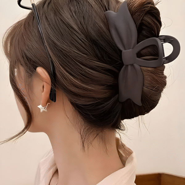 Matte Bow Tie Trendy Hair Claw Clips for Women and Girls – Set of 2 (Random Colors) - Image 4