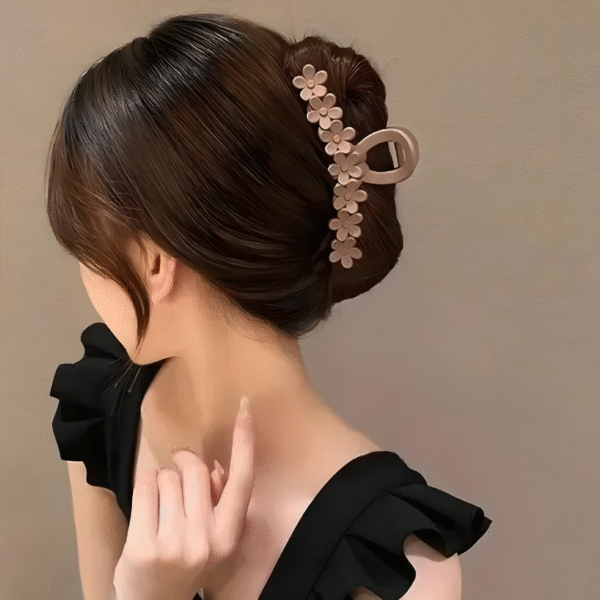Matte Floral Hair Claw Clips for Women and Girls – Set of 2 (Random Colors) - Image 4