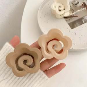 Matte Medium Size Trendy Flower Hair Claw Clips for Women and Girls