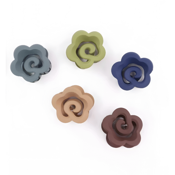 Matte Medium Size Trendy Flower Hair Claw Clips for Women and Girls – Set of 3 (Random Colors) - Image 2