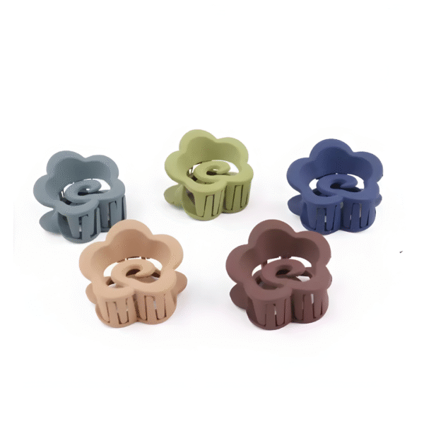 Matte Medium Size Trendy Flower Hair Claw Clips for Women and Girls – Set of 3 (Random Colors) - Image 4