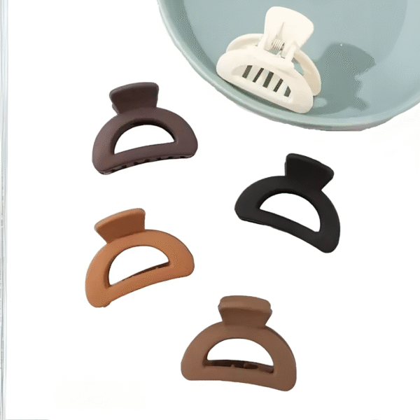 Matte Small Sized Trendy Hair Claw Clips for Women and Girls – Set of 4 (Random Colors) - Image 2
