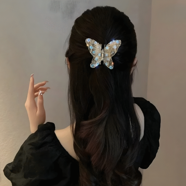 Sparkly Butterfly Trendy Hair Claw Clips for Women and Girls – Set of 2 (Random Colors) - Image 6