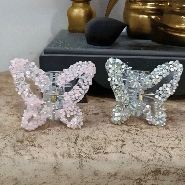 Sparkly Butterfly Trendy Hair Claw Clips for Women and Girls – Set of 2 (Random Colors) - Image 5