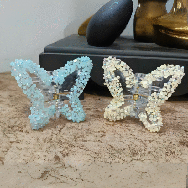 Sparkly Butterfly Trendy Hair Claw Clips for Women and Girls – Set of 2 (Random Colors) - Image 4