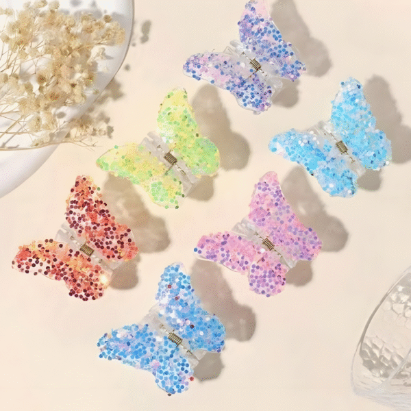 Sparkly Butterfly Trendy Hair Claw Clips for Women and Girls