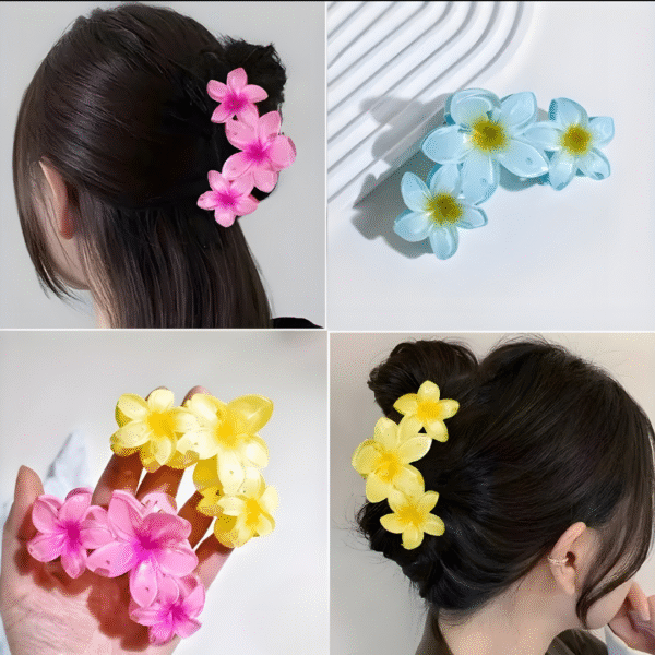 Trendy Big Size Flower Hair Claw Clips for Women and Girls – Set of 2 (Random Colors) - Image 3