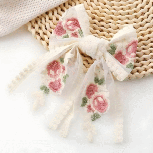 Trendy Lace Korean Hair Bow Clip Hair Accessories for Women and Girls