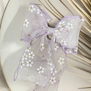 Trendy Organza Bow Korean Hair Clip With Ribbon Hair Accessories for Women and Girls (Lavender)