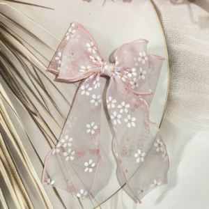 Trendy Organza Bow Korean Hair Clip With Ribbon Hair Accessories for Women and Girls (Pink 2)