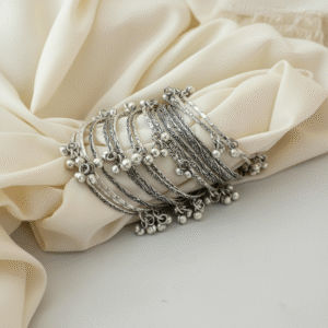 Traditional Silver Replica Ghungharoo Bangles Set for Festivals (Set 20 Bangles)
