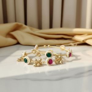 Golden Replica Ghungharoo Bangles (Set of 2)