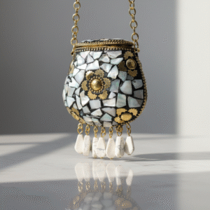 Handmade Affordable Mini Coin Pouch For Women (MOP White 2)