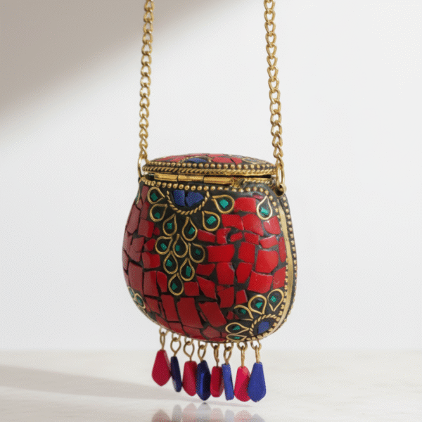 Handmade Affordable Mini Coin Pouch For Women (Red) - Image 3